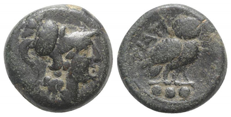 Northern Apulia, Teate, c. 225-200 BC. Æ Teruncius (22mm, 13.40g, 3h). Helmeted ...