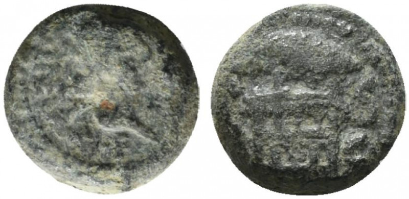 Northern Lucania, Paestum, c. 50 BC. Æ Semis (15mm, 4.91g, 6h). Female head r. R...