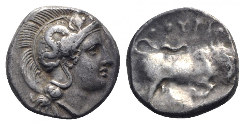 Southern Lucania, Thourioi, c. 400-350 BC. AR Stater (18mm, 6.87g, 9h). Helmeted...