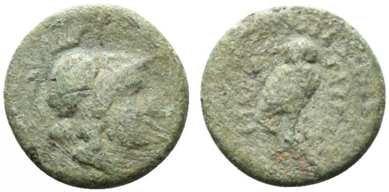 Magna Graecia, Uncertain mint, c. 3rd century BC. Æ (10mm, 1.46g, 11h). Helmeted...