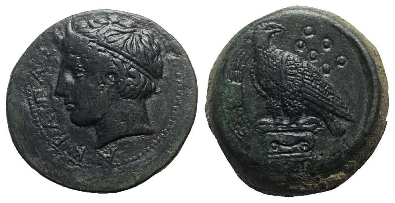 Sicily, Akragas, c. 400-380 BC. Æ Hemilitron (25mm, 17.10g, 9h). Diademed head o...