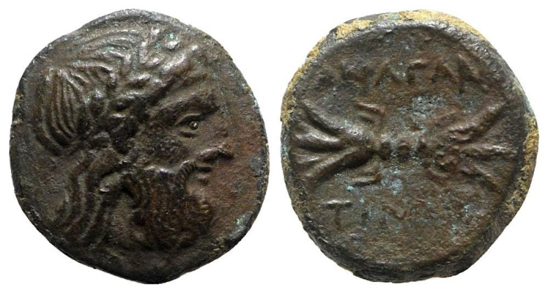 Sicily, Akragas, c. 300-287 BC. Æ (12mm, 2.13g, 12h). Laureate head of Zeus r. R...