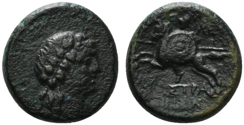 Sicily, Amestratos, late 3rd - early 2nd century BC. Æ (17mm, 5.84g, 12h). Head ...