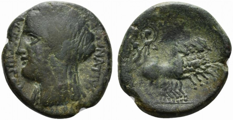 Sicily, Henna. Roman rule, 44-36 BC. Æ As (28.5mm, 19.09g, 11h). L. Munatius and...