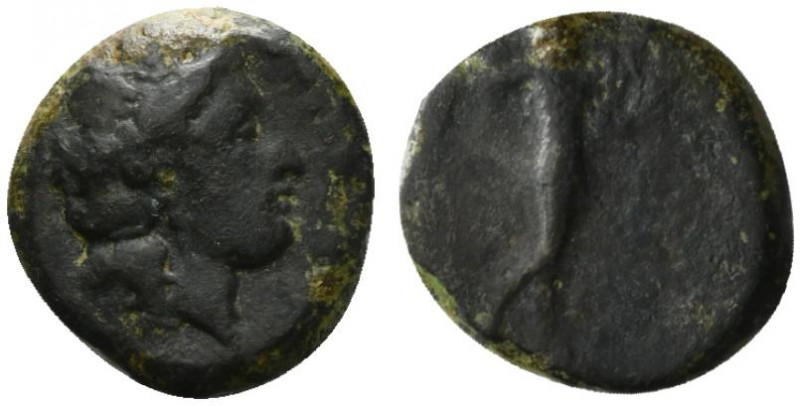 Sicily, Herbita, c. 339/8-330 BC. Æ Hemilitron(?) (15mm, 3.09g, 1h). Female head...