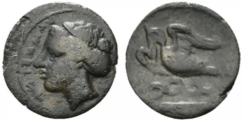 Sicily, Kamarina, c. 410-405 BC. AR Litra (11mm, 0.47g, 6h). Head of Kamarina l....