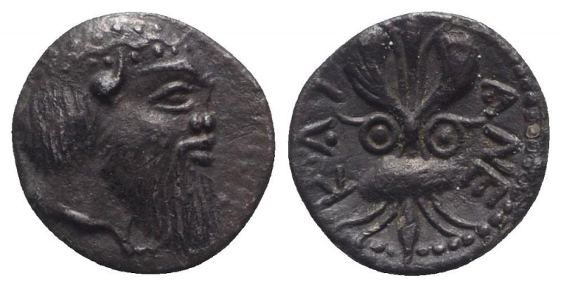 Sicily, Katane, c. 461-450 BC. AR Litra (10mm, 0.75g, 12h). Head of Silenos r. R...