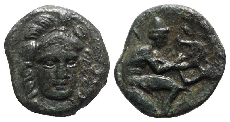 Sicily, Soloi, late 4th century BC. Æ Tetras (13mm, 2.39g, 6h). Head of Athena f...