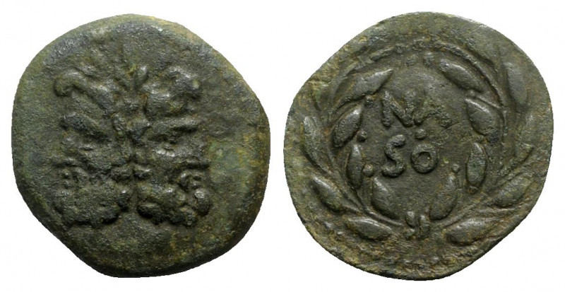 Sicily, Uncertain Roman mint, late 2nd century BC. Æ (21mm, 5.62g, 12h). Naso–, ...