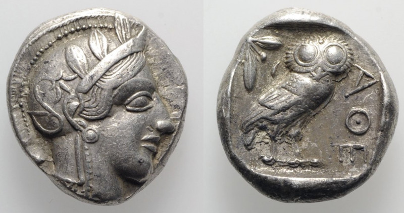 Attica, Athens, c. 454-404 BC. AR Tetradrachm (25mm, 17.19g, 6h). Helmeted head ...