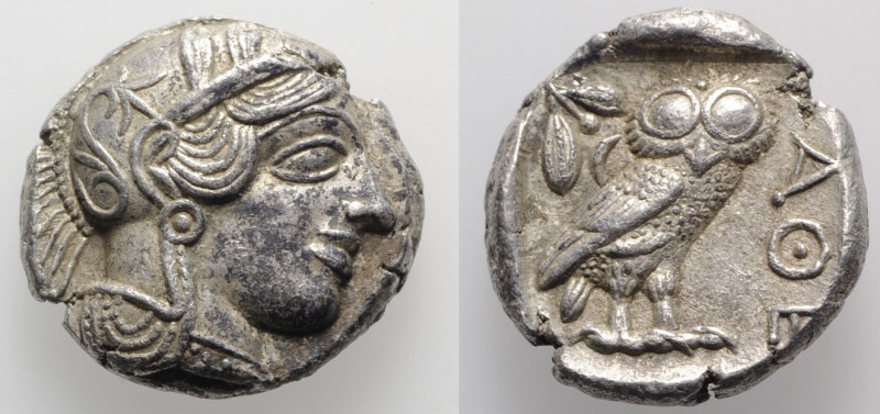 Attica, Athens, c. 454-404 BC. AR Tetradrachm (24mm, 17.21g, 9h). Helmeted head ...