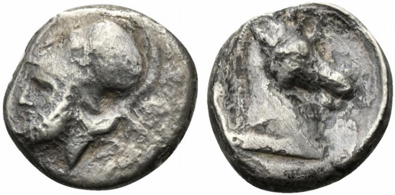 Anonymous, Neapolis, c. 310-300 BC. AR Didrachm (18mm, 6.67g, 3h). Helmeted head...