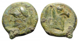 Anonymous, Rome, c. 260 BC. Æ (21mm, 5.56g, 12h). Helmeted head of Minerva l. R/ Head of bridled horse r. Crawford 17/1a; HNItaly 278; RBW 12. Green p...