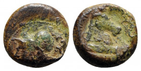 Anonymous, Rome, c. 260 BC. Æ (18mm, 6.60g, 6h). Helmeted head of Minerva l. R/ Head of bridled horse r. Crawford 17/1a; HNItaly 278; RBW 12. Green pa...