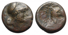 Anonymous, Rome, c. 260 BC. Æ (18mm, 5.40g, 3h). Helmeted head of Minerva r. R/ Head of bridled horse r. Crawford 17/1e; HNItaly 278; RBW 16. Good Fin...