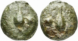 Anonymous, Rome, c. 270 BC. Cast Æ Uncia (27mm, 25.29g, 12h). Barley-grain; pellet to l. R/ Barley-grain; pellet to r. Vecchi, ICC 38; Crawford 18/6; ...