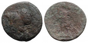 Anonymous, Neapolis(?), 260-250 BC. Æ Double Unit (26mm, 15.02g, 4h). Helmeted head of Minerva l. R/ Eagle, with wings spread, standing l. on thunderb...