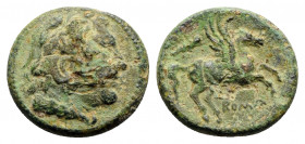 Anonymous, Rome, c. 235 BC. Æ (19mm, 5.04g, 6h). Head of Hercules r., wearing lion’s skin. R/ Pegasus r.; club above. Crawford 27/3; HNItaly 316; RBW ...