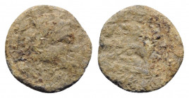 Anonymous, Rome, after 211 BC. Unofficial Æ Quadrans (16mm, 3.12g, 2h). Head of Hercules r. R/ Prow of galley r. Cf. Crawford 56/5. Fair