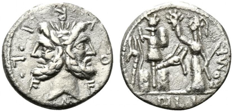 M. Furius L.f. Philus, Rome, 120 BC. AR Denarius (16mm, 3.86g, 12h). Laureate he...