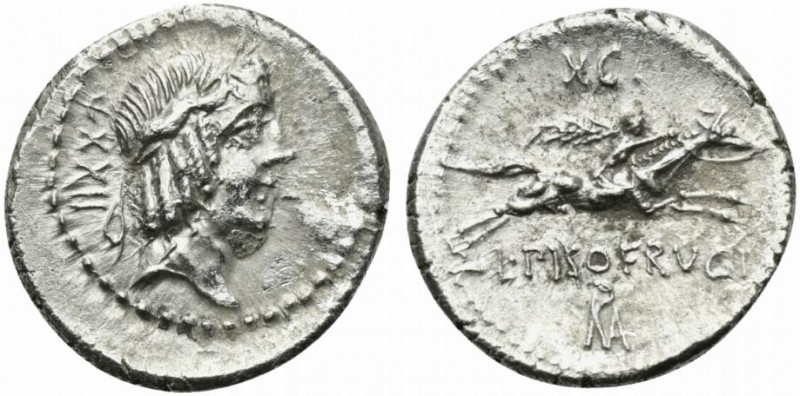 L. Calpurnius Piso Frugi, Rome, 90 BC. AR Denarius (17mm, 3.88g, 9h). Laureate h...