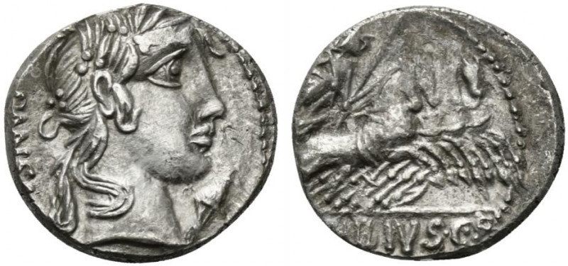 C. Vibius C.f. Pansa, Rome 90 BC. AR Denarius (15mm, 3.70g, 6h). Laureate head o...