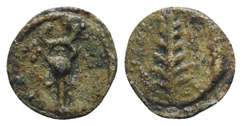 Roman PB Tessera, c. 1st century BC - 1st century AD (13mm, 2.18g, 12h). Caduceu...