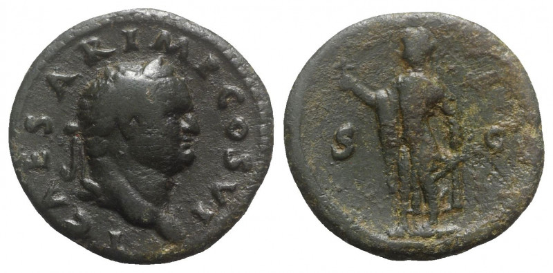 Titus (Caesar, 69-79). Æ As (27mm, 13.20g, 5h). Rome, 77-8. Laureate head r. R/ ...