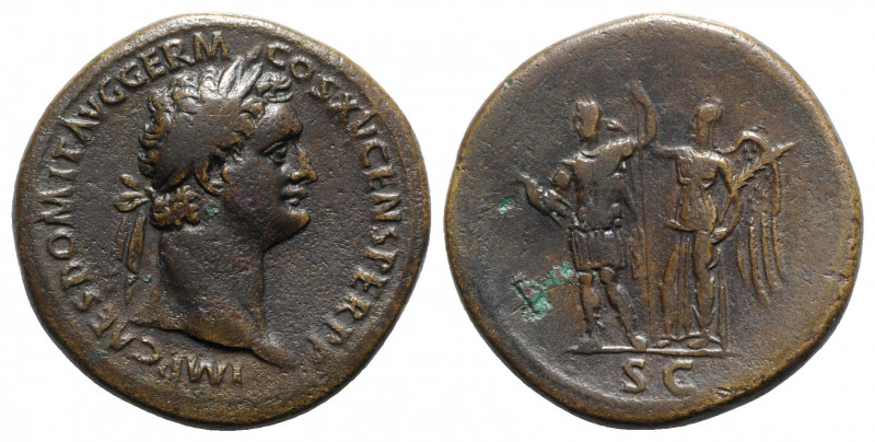 Domitian (81-96). Æ Sestertius (36mm, 23.04g, 6h). Rome, 90-1. Laureate head r. ...