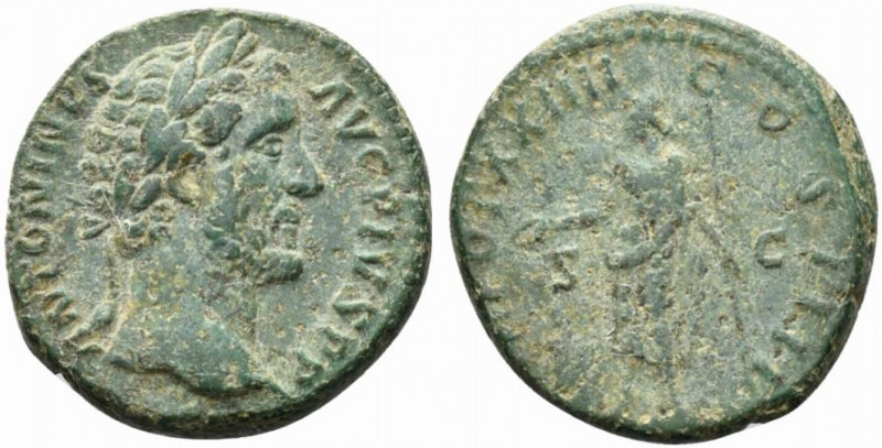 Antoninus Pius (138-161). Æ As (24mm, 10.47g, 11h). Rome, 160-1. Laureate head r...