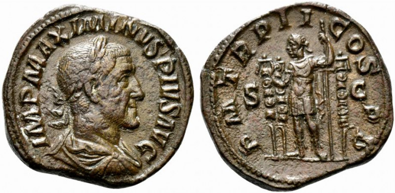 Maximinus I (235-238). Æ Sestertius (30mm, 24.34g, 12h). Rome, AD 236. Laureate,...