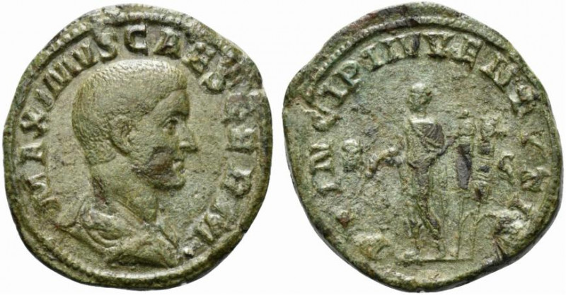 Maximus (Caesar, 235/6-238). Æ Sestertius (32mm, 23.79g, 1h). Rome, 236-7. Bareh...