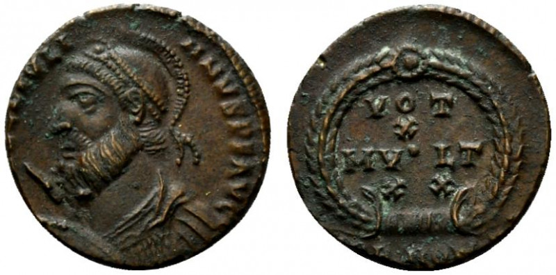 Julian II (360-363). Æ (18mm, 3.20g, 12h). Rome. Pearl-diademed, helmeted and cu...