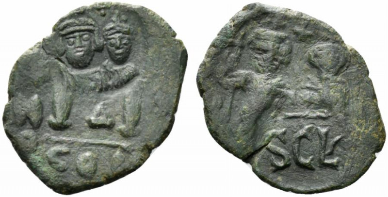 Heraclius (610-641). Æ 40 Nummi (27mm, 7.17g, 6h). Syracuse, 632-641. Countermar...