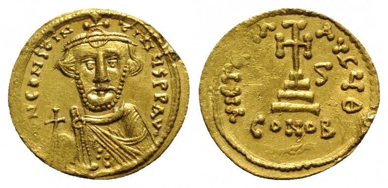 Constans II (641-668). AV Solidus (21mm, 4.46g, 6h). Constantinople, year 6 (647...