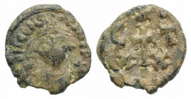 Constans II (641-668). Æ 20 Nummi (19mm, 3.75g, 12h). Carthage, 647-659. Crowned and draped facing bust, holding mappa and globus cruciger. R/ Large c...