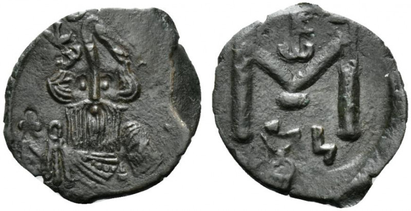 Constans II (641-668). Æ 40 Nummi (20mm, 3.24g, 6h). Syracuse, 650-651. Crowned ...