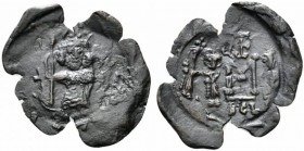 Constantine IV (668-685). Æ 40 Nummi (22mm, 4.08g, 6h). Syracuse, 672-7. Constantine, helmeted and cuirassed, standing facing, holding spear. R/ Large...