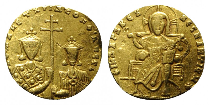 Constantine VII Porphyrogenitus with Romanus I and Christopher (913-959). AV Sol...