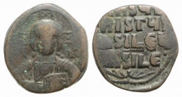 Anonymous, time of Basil II and Constantine VIII, c. 1020-1028. Æ 40 Nummi (27mm, 10.58g, 6h). Uncertain (Thessalonica?) mint. Facing bust of Christ P...