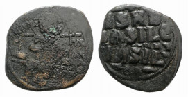 Anonymous, time of Constantine IX (1042-1055). Æ 40 Nummi (31mm, 10.03g, 6h). Constantinople. Christ Pantokrator enthroned facing. R/ Legend in four l...