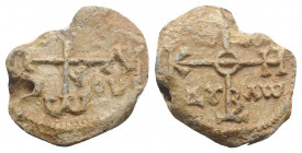 Byzantine Pb Seal, c. 7th-12th century (24mm, 14.39g). Cruciform monogram. R/ Cruciform monogram. Good VF