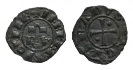 Italy, Brindisi. Corrado I (1250-1254). BI Half Denaro (12mm, 0.32g). RX. R/ Cross; two pellets. MIR 307. Rare, VF