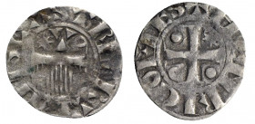France, Provins. Henry I (1152-1180). BI Denier (17mm, 1.12g, 1h). Comb; star and annulet above. R/ Cross; star, pellets and crescent in quarters. Poe...