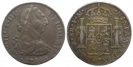 Mexico, Carlos III (1759-1788). AR 8 Reales 1784 (38mm, 26.78g, 12h). Calicó 936. Good VF
