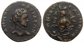 Phrygia, Cotiaeum, c. 3rd century AD. Fake Æ (33mm, 15.13g, 12h). Laureate head of Demos r. R/ Tyche seated l. on rock outcropping holding grain ears;...