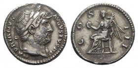Hadrian (117-138). Fake Denarius (16mm, 3.64g, 6h). Rome, c. 124-8. Laureate bust r., slight drapery. R/ Victory seated l., holding wreath and palm fr...