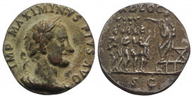 Maximinus I (235-238). Fake Sestertius (31mm, 14.23g, 12h). IMP MAXIMINS PIVS AVG, Laureate bust r. R/ Adlocution scene. Modern fake for study