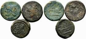 Lot of 3 Roman Republican Æ Asses, to be catalog. Lot sold as is, no return
