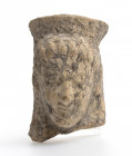Greek terracotta head of a Kore with polos; untouched patina; ca. 5th - 4th centuries BC; height cm 5